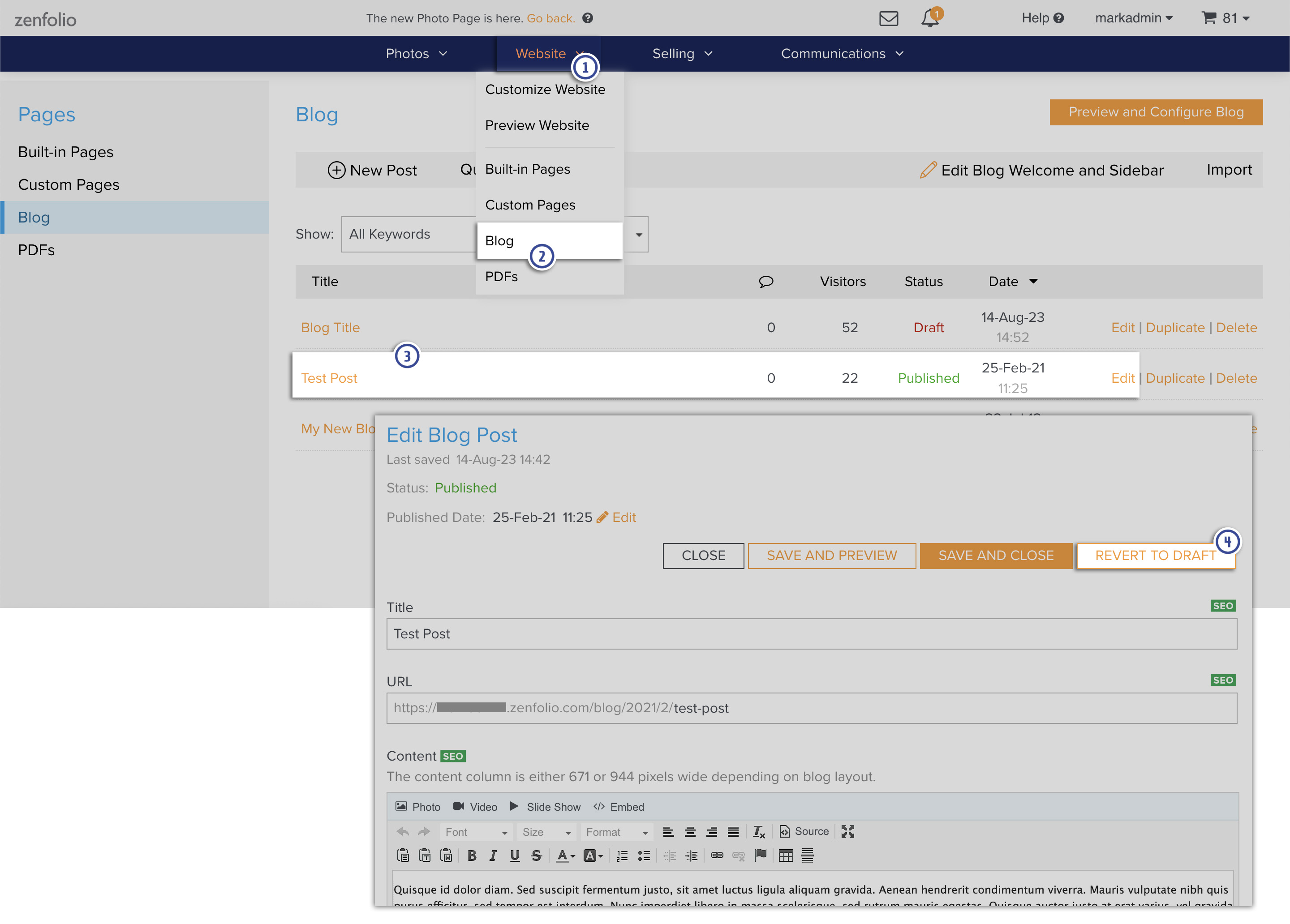 Creating a new Blog Post – Zenfolio Classic | Support Center