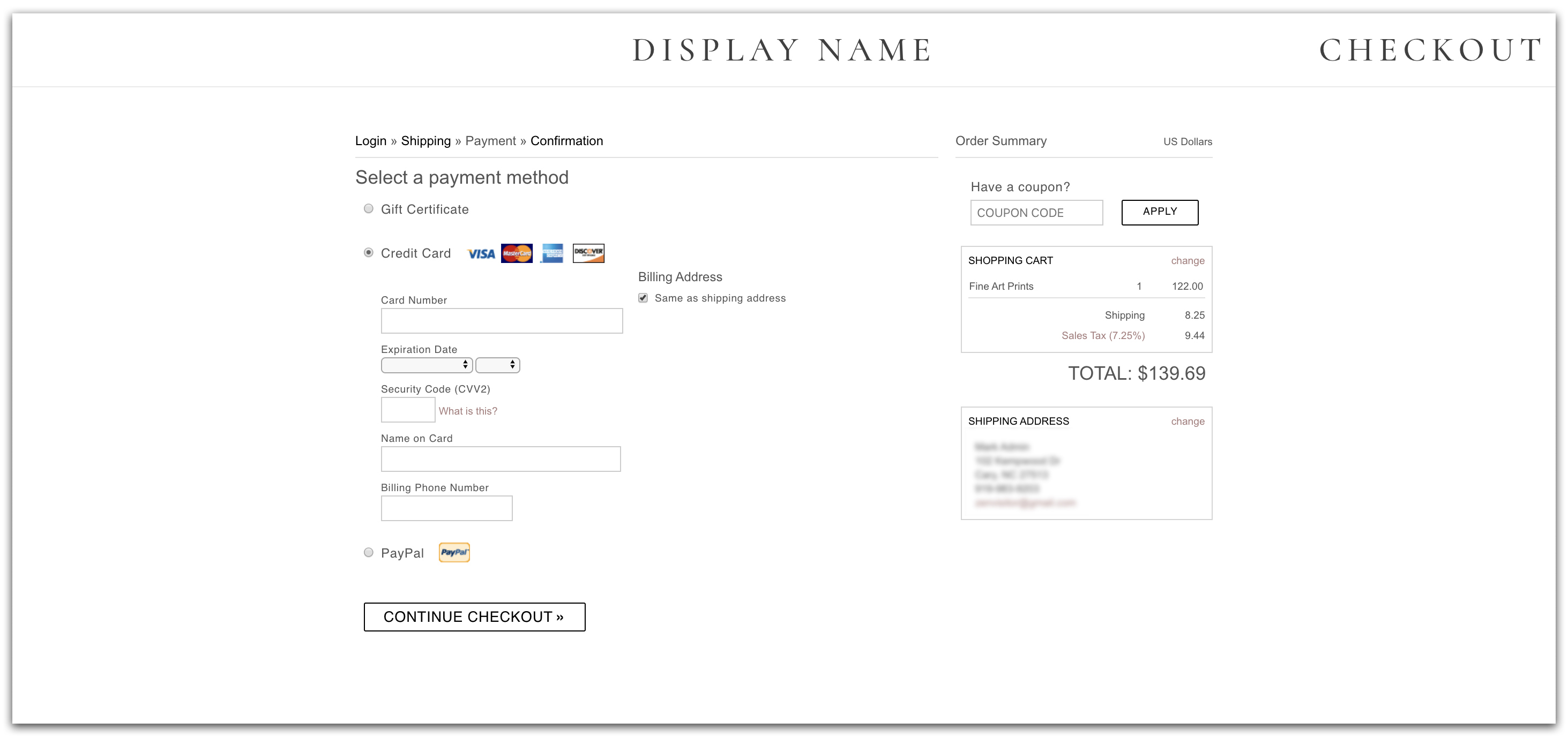 Shopping Cart Checkout – Zenfolio