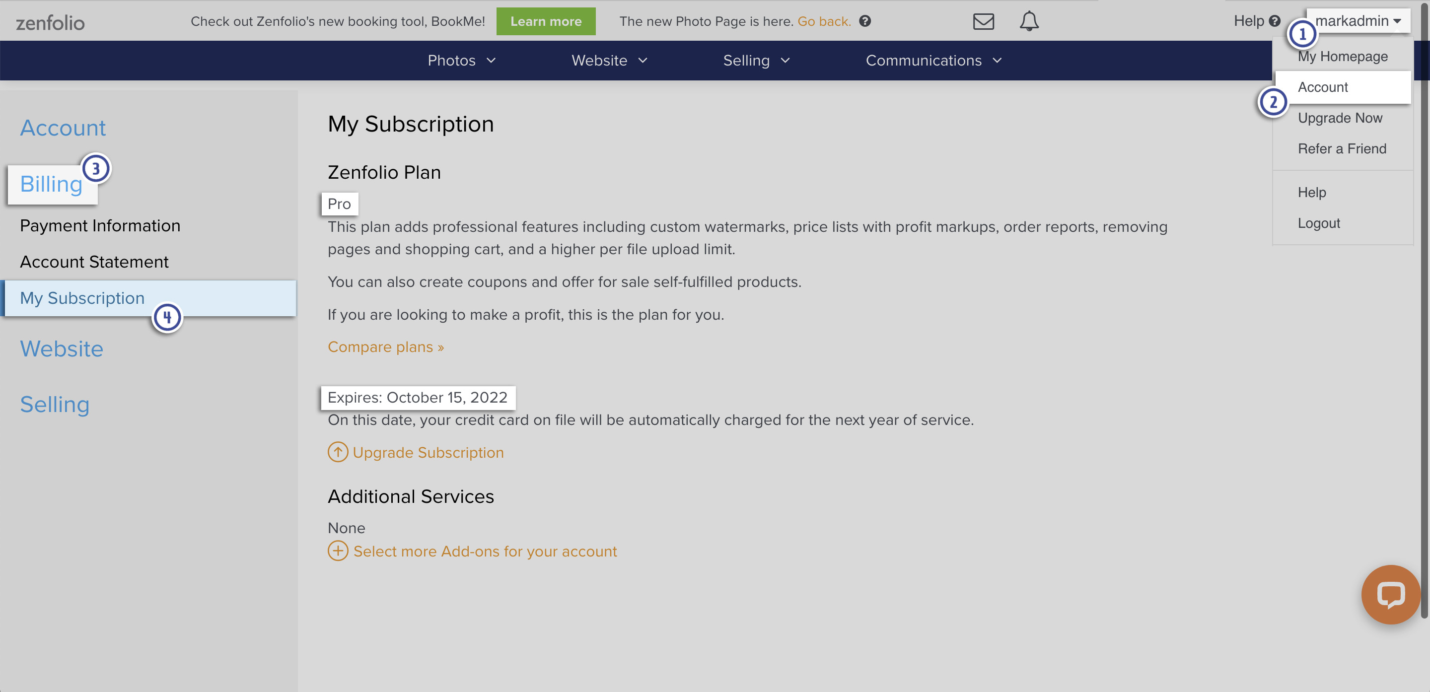 Subscription Plans Zenfolio