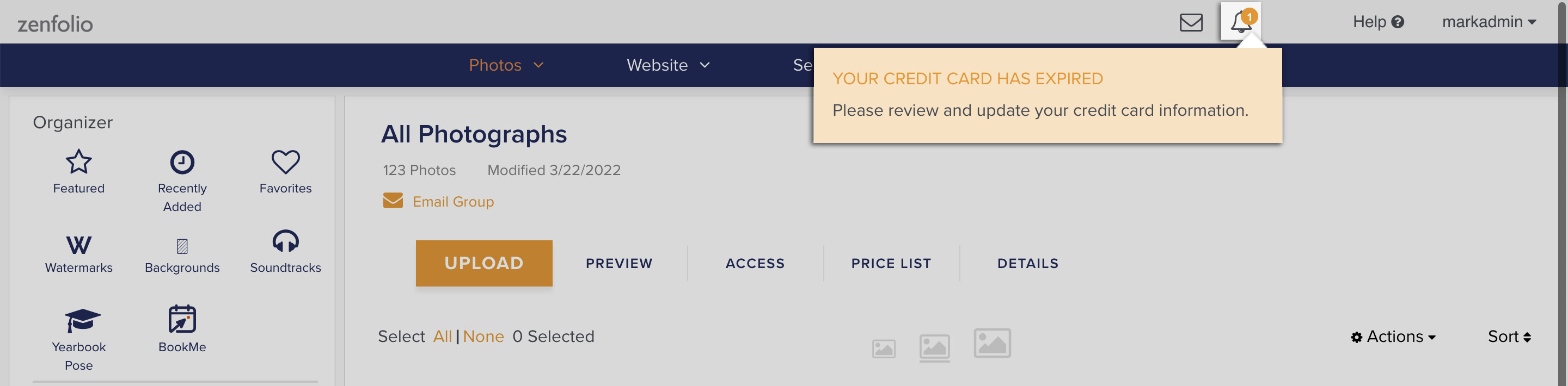 Renewing Subscription Zenfolio