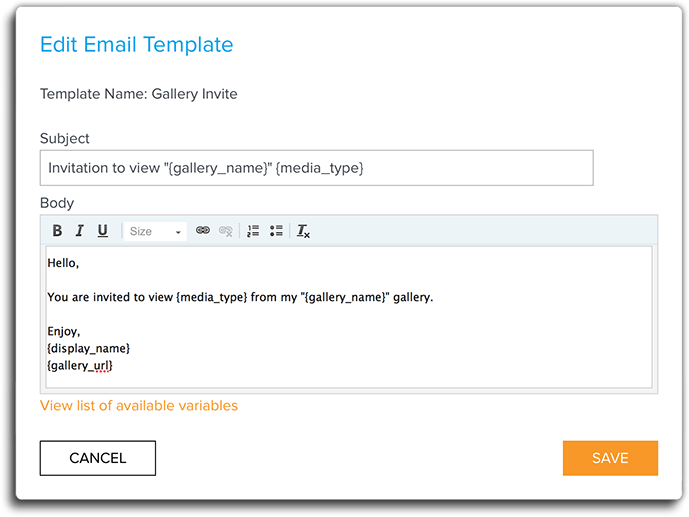 Creating and Editing Default Email Templates Zenfolio