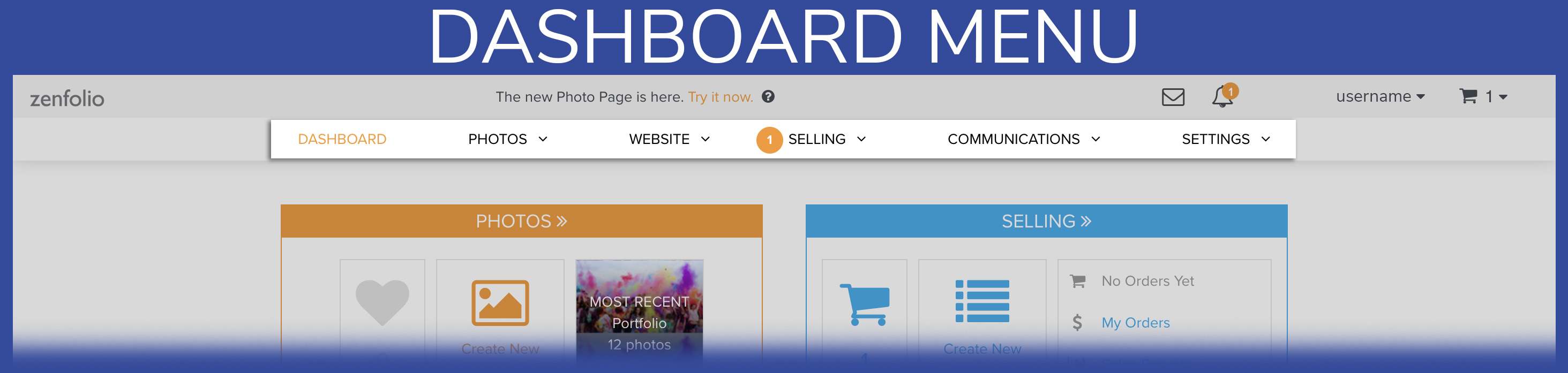 Dashboard Overview Zenfolio