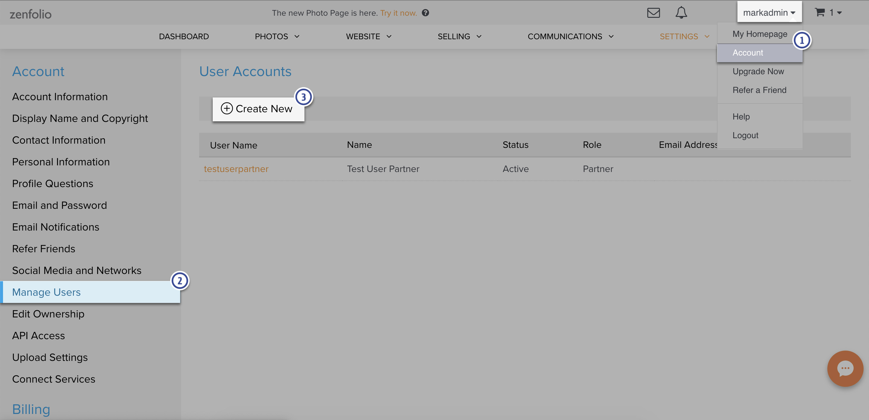 Manage Multiple User Accounts of One Subscription Zenfolio